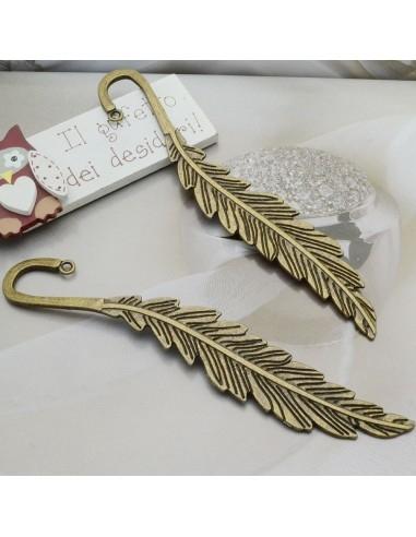 Segnalibro foglia in metallo color bronzo 14x2.5cm 1pz - GDO