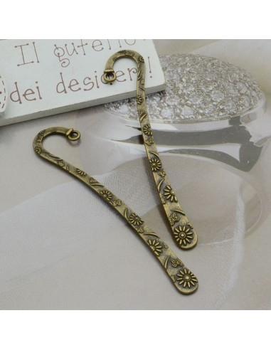 Segnalibri con fiori in metallo color bronzo 8x1.5cm 2pz - GDO