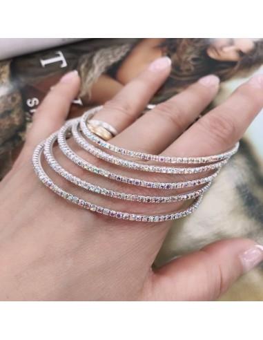 Bracciale rigido con strass in metallo diametro 7cm trasparente AB 2mm 1pz