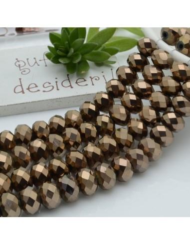 Filo di Mezzi Cristalli cinesi Marrone rondelle cipollotti 6x8mm sfaccettati briolette 65-70pz GDO | Gioie d'Oriente