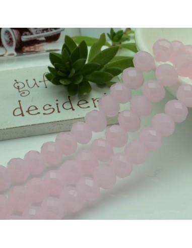 Filo di Mezzi Cristalli cinesi Rosa Opale Scuro rondelle cipollotti 6x8mm sfaccettati briolette 65-70pz GDO | Gioie d'Oriente