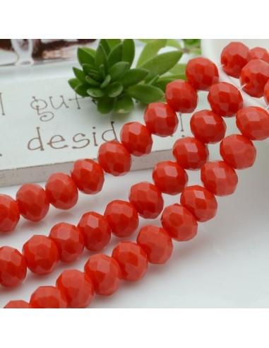 Filo di Mezzi Cristalli cinesi Rosso Acceso rondelle cipollotti 6x8mm sfaccettati briolette 65-70pz GDO | Gioie d'Oriente