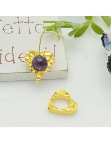 Ciondoli cuore vuoto in ottone 10mm 4pz varianti oro e argento rodio Gioie d'Oriente
