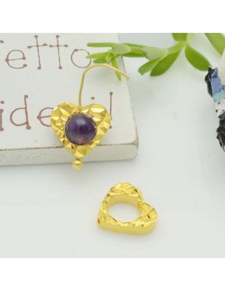 Ciondoli cuore vuoto in ottone 10mm 4pz varianti oro e argento rodio Gioie d'Oriente