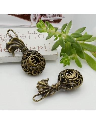 Ciondoli sacchetto euro in metallo bronzo 35x15 mm 1pz Gioie d'Oriente