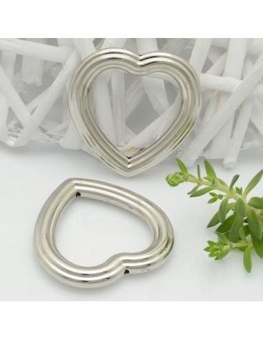 Distanziatore cuore vuoto in Argentone argento 45 mm 1pz Gioie d'Oriente