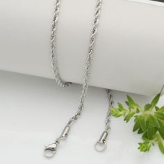 Base per collana catena attorcigliata acciaio inox lungo 55cm varia spessore