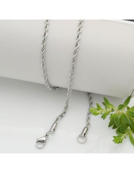Base per collana catena attorcigliata acciaio inox lungo 55cm varia spessore