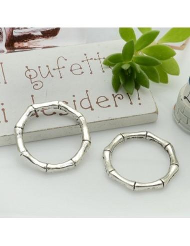Connettori tondi vuoti irregolari 22mm 4pz in metallo argento rodiato - GDO