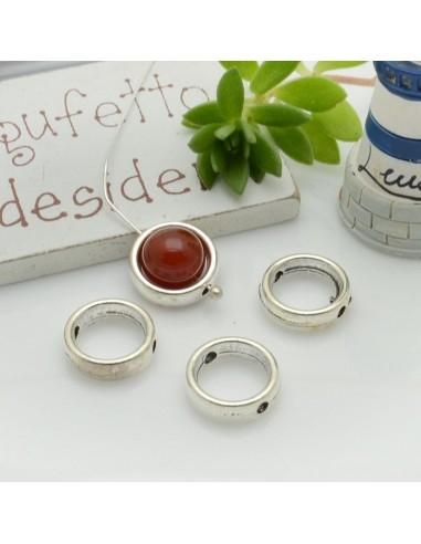 Connettori tondi lisci con due fori 12mm 8pz in metallo argento rodiato - GDO
