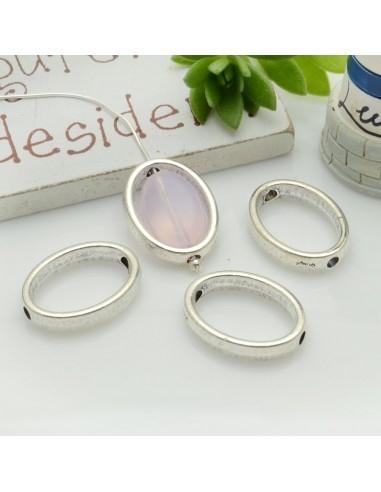 Connettori ovali lisci con due fori 8x12.5mm 7pz in metallo argento rodiato - GDO
