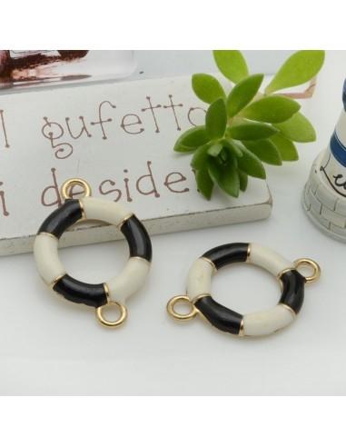 Ciondolo connettore timone smaltato 28x20mm 1pz in ottone oro - GDO
