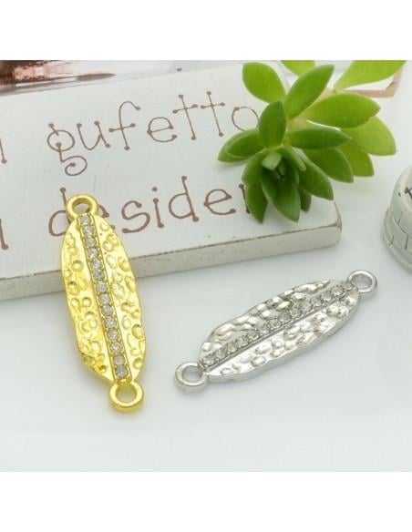 Ciondolo connettore in ottone con strass 33x9mm 1pz colori vari Gioie d'Oriente