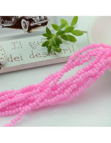 Filo di Mezzi Cristalli Rosa Fluo Rondelle 2x3mm Sfaccettati Briolette 170pz GDO | Gioie d'Oriente