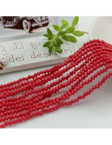 Filo di Mezzi Cristalli Rosso Fucsia Rondelle 2x3mm Sfaccettati Briolette 170pz GDO | Gioie d'Oriente