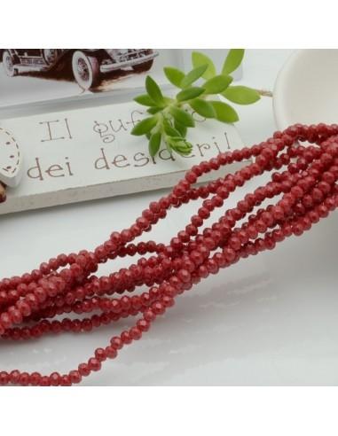 Filo di Mezzi Cristalli Rosso Scuro Rondelle 2x3mm Sfaccettati Briolette 170pz GDO | Gioie d'Oriente