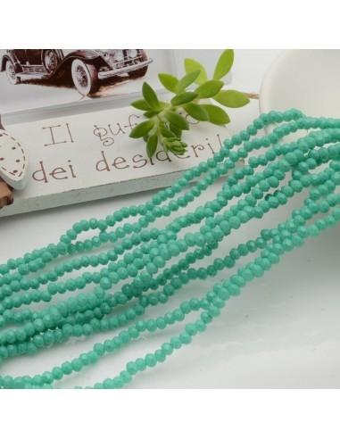 Filo di Mezzi Cristalli Verde Tiffany Rondelle 2x3mm Sfaccettati Briolette 170pz GDO | Gioie d'Oriente
