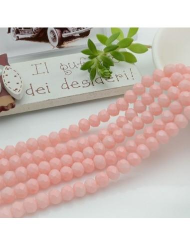 Filo di Mezzi Cristalli Rosa Salmone Rondelle Cipollotti 4x6mm Sfaccettati Briolette circa 84pz GDO | Gioie d'Oriente