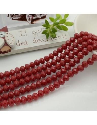 Filo di Mezzi Cristalli Rosso Scuro Rondelle Cipollotti 4x6mm Sfaccettati Briolette circa 84pz GDO | Gioie d'Oriente