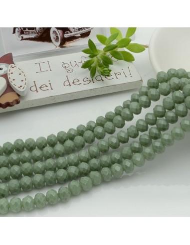 Filo di Mezzi Cristalli Verde Militare Chiaro Rondelle Cipollotti 4x6mm Sfaccettati Briolette circa 84pz GDO | Gioie d'Oriente