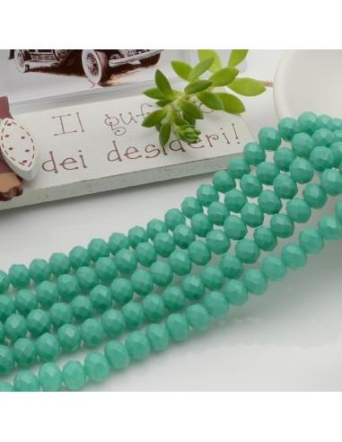 Filo di Mezzi Cristalli Verde Tiffany Rondelle Cipollotti 4x6mm Sfaccettati Briolette circa 84pz GDO | Gioie d'Oriente