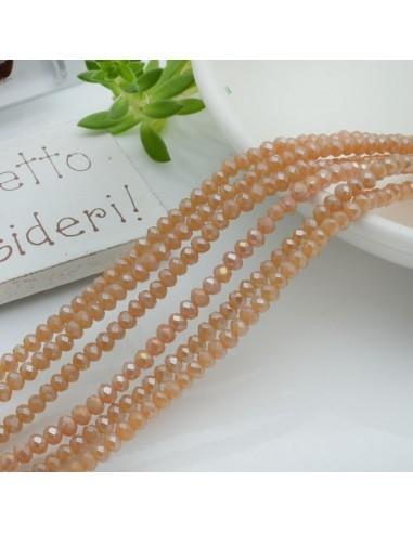 Filo di Mezzi Cristalli Cipria AB Rondelle 2x3mm Sfaccettati Briolette 200pz GDO | Gioie d'Oriente