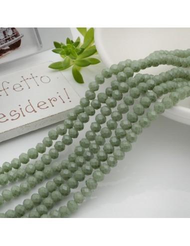 Filo di Mezzi Cristalli Verde Militare Chiaro Rondelle 3x4mm Sfaccettati Briolette 125 a 145pz GDO | Gioie d'Oriente