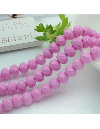 Filo di Mezzi Cristalli cinesi Rosa rondelle cipollotti 6x8mm sfaccettati briolette 65-70pz GDO | Gioie d'Oriente