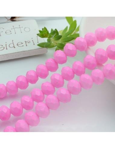Filo di Mezzi Cristalli cinesi Rosa Fluo rondelle cipollotti 6x8mm sfaccettati briolette 65-70pz GDO | Gioie d'Oriente