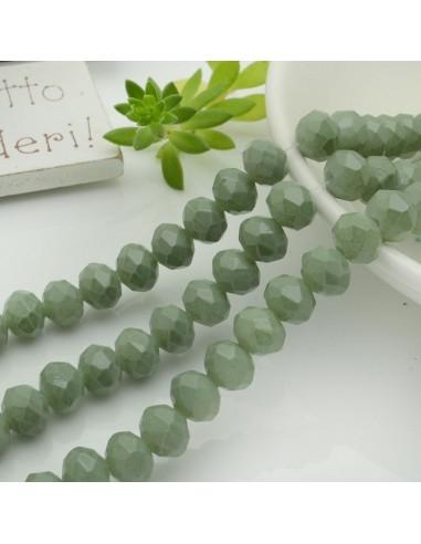 Filo di Mezzi Cristalli cinesi Verde Militare Chiaro rondelle cipollotti 6x8mm sfaccettati 65-70pz GDO | Gioie d'Oriente