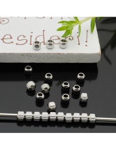 Distanziatori a Perline con rigato in acciaio 3x2.3mm foro1.5mm 20pz  GDO
