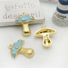 Ciondolo fungo smaltato in ottone con strass zircone 20x24mm 1pz Gioie d'Oriente 2