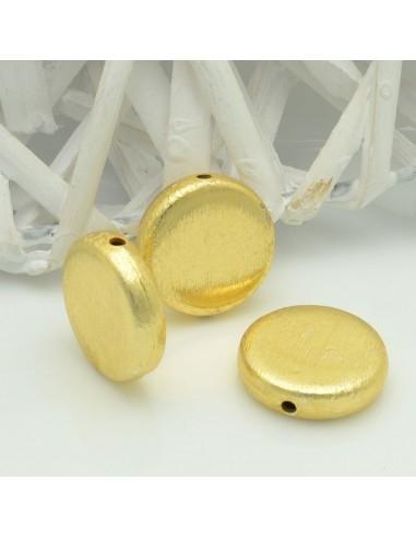 Perla satinata mezza piatta rotonda oro 16 mm-20 mm spessore 5 mm 1pz Gioie d'Oriente