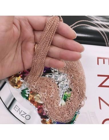 Base collana in argento 925 maglia rotonda loro sfaccettata 2mm 40cm + 5cm prolunga GDO
