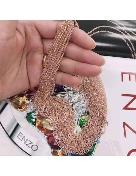 Base collana in argento 925 maglia rotonda loro sfaccettata 2mm 40cm + 5cm prolunga GDO