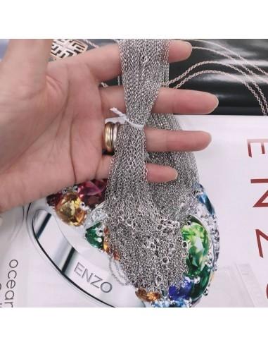 Base collana in argento 925 maglia rotonda loro sfaccettata 2mm 40cm + 5cm prolunga GDO