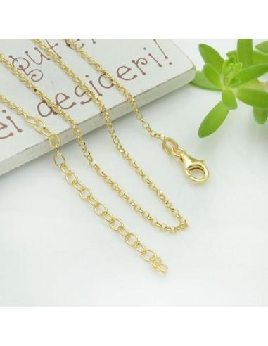 Base collana in argento 925 maglia rotonda loro sfaccettata 2mm 40cm + 5cm prolunga GDO