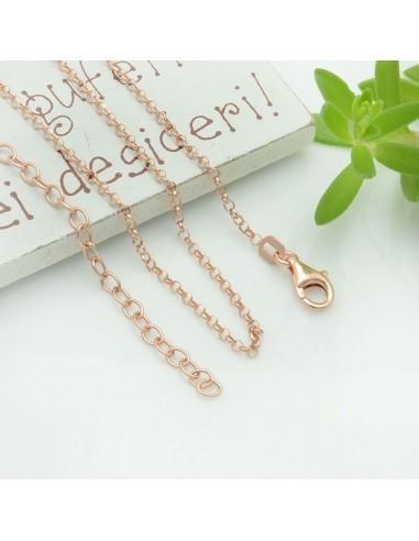 Base collana in argento 925 maglia rotonda loro sfaccettata 2mm 40cm + 5cm prolunga GDO