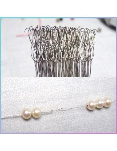 Aghi per occhi pieghevoli infilare le perline fori piccoli 0.15mm lunghe 9cm GDO