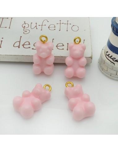 Ciondolo Orsetto in resina colore rosa 22x12mm 2pz | GDO