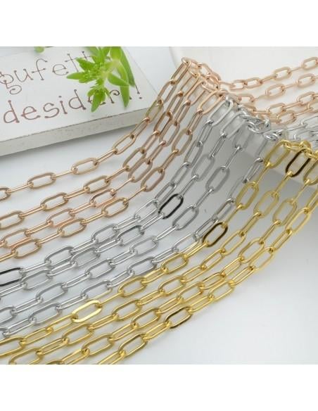 Catena rettangolare con filo piatto e saldato 3x9mm in acciaio 1mt GDO