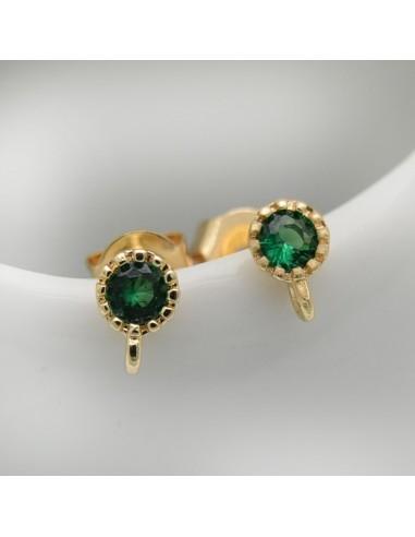 Base orecchini a perno con zircone verde 4mm 1 paio|GDO