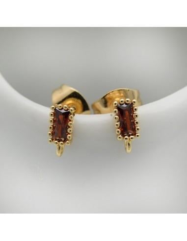 Base orecchini rettangolari con zircone 3x5mm 1 paio|GDO