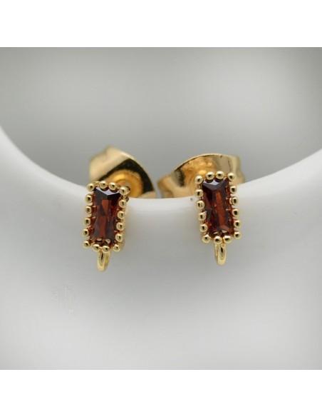 Base orecchini rettangolari con zircone 3x5mm 1 paio|GDO
