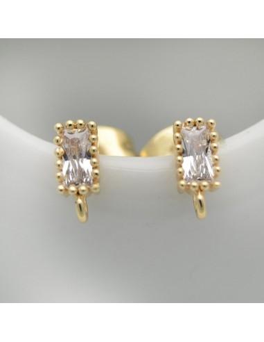 Base orecchini rettangolari con zircone 3x5mm 1 paio|GDO