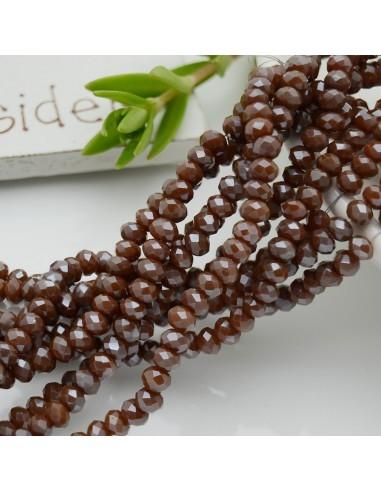 Filo Mezzi Cristalli marrone pastello Rondelle Sfaccettate 2.5x3.5mm 110pz