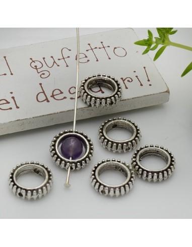 Connettori rondello due fori 12.5mm 6pz in metallo argento rodiato GDO