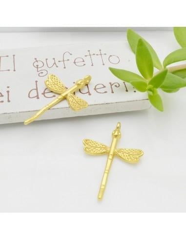 Ciondolo forma libellula in zama argento 19x28 mm 1pz Gioie d'Oriente