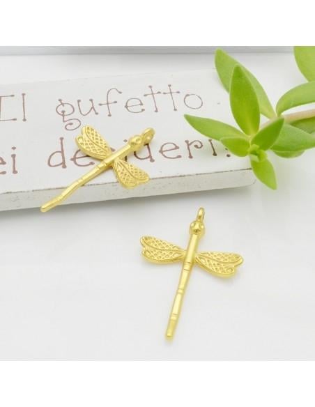 Ciondolo forma libellula in zama argento 19x28 mm 1pz Gioie d'Oriente