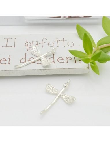 Ciondolo forma libellula in zama oro chiaro 19x28 mm 1pz Gioie d'Oriente